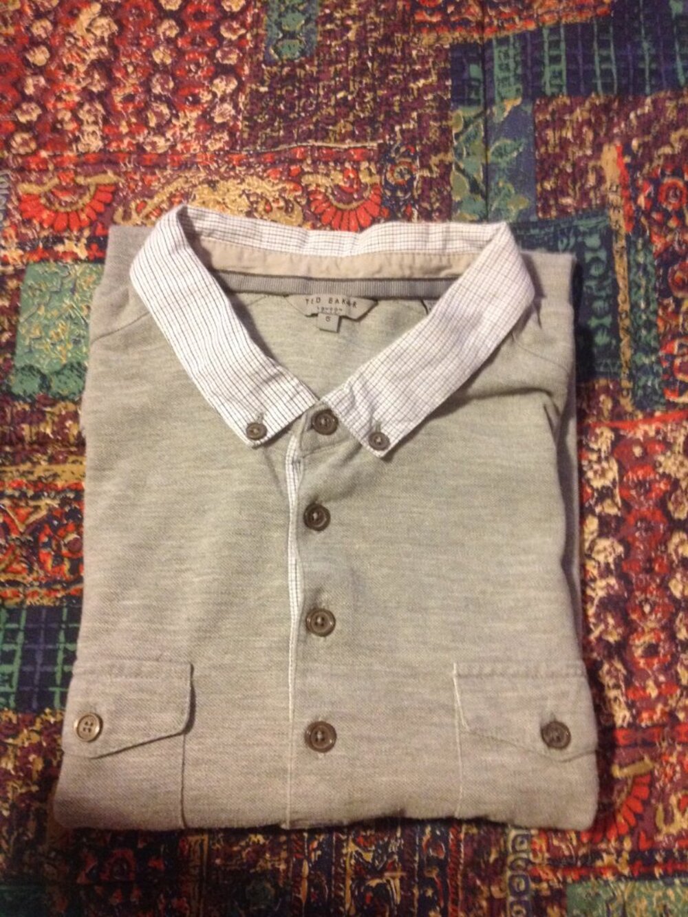 Ted Baker Men's Gray X-Large (5) Short Sleeve Polo Shirt in Very Good Condition